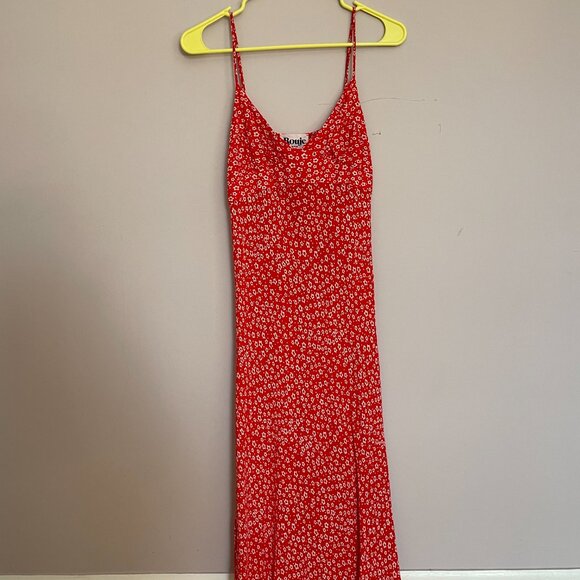 Rouje Gigi Midi Dress red floral spaghetti strap 36 XS S Jeanne Damas RARE - Picture 3 of 4
